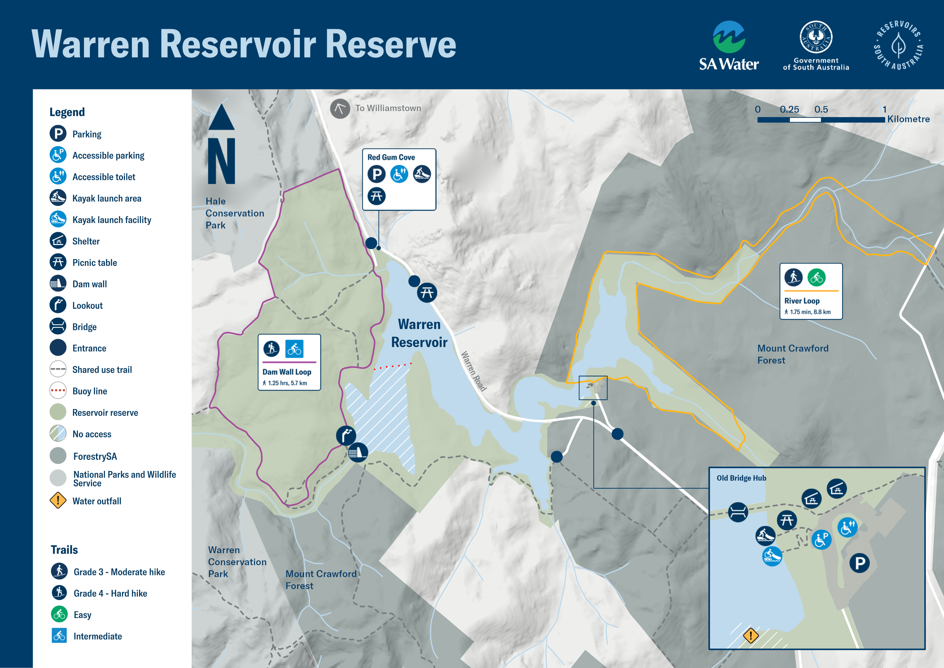 A map showing the Warren Reservoir Reserve