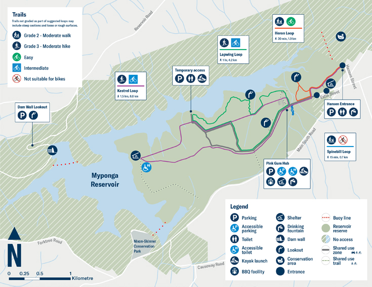 Map showing Myponga trails during construction in February 2026